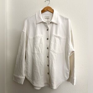Z Supply All Day Knit Jacket Shacket Soft White Button-Up Shirt